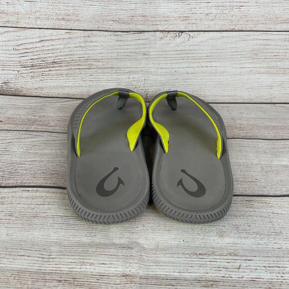 OluKai Ulele Men's 11 Flip-Flop Sandals Gray Yellow - Picture 5 of 9